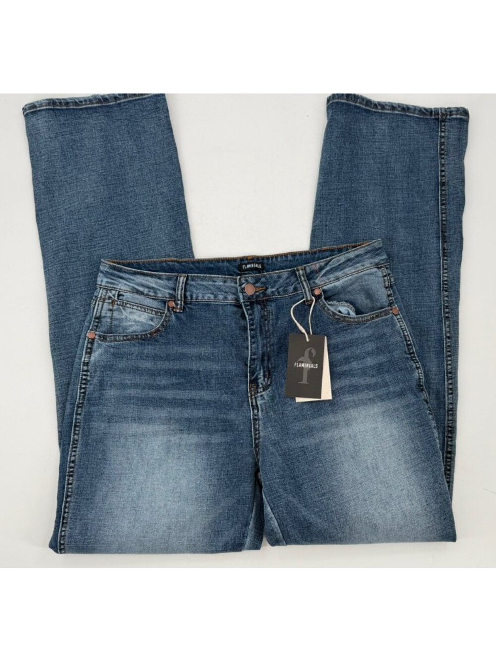 NWT Flamingals Jeans Womens Medium Blue Stretch Denim Straight XL 251193